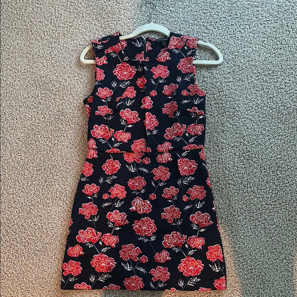 Floral Sleeveless Dress - Black and Red
